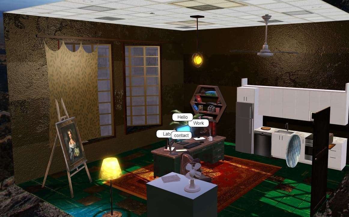 Explore a realistic 3D apartment with interactive elements and a dynamic day and night cycle.