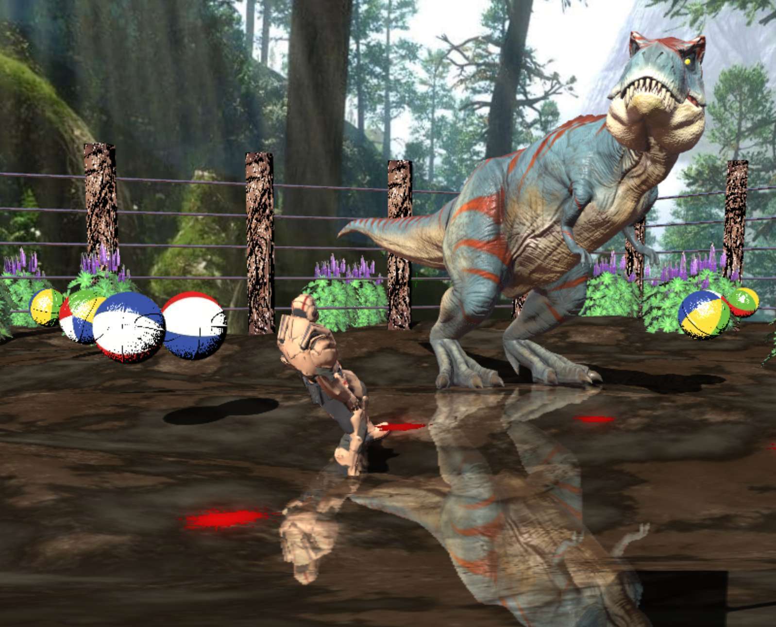 A Jurassic Park–inspired chase game. Keep moving. The T-Rex is always behind you.