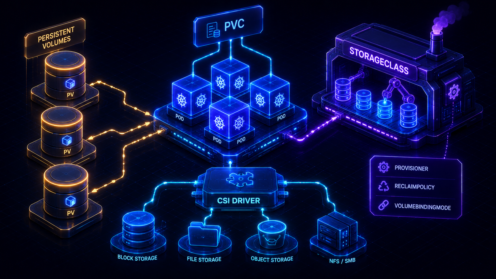 Cover Image for Kubernetes Storage: PV, PVC, StorageClass, and CSI